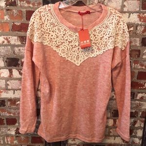 🎈[Ouyaying]🎈Light Pink Lace Blouse